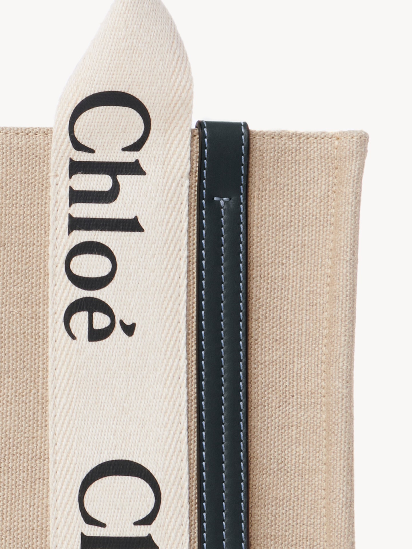 Small Woody tote bag in linen - 7