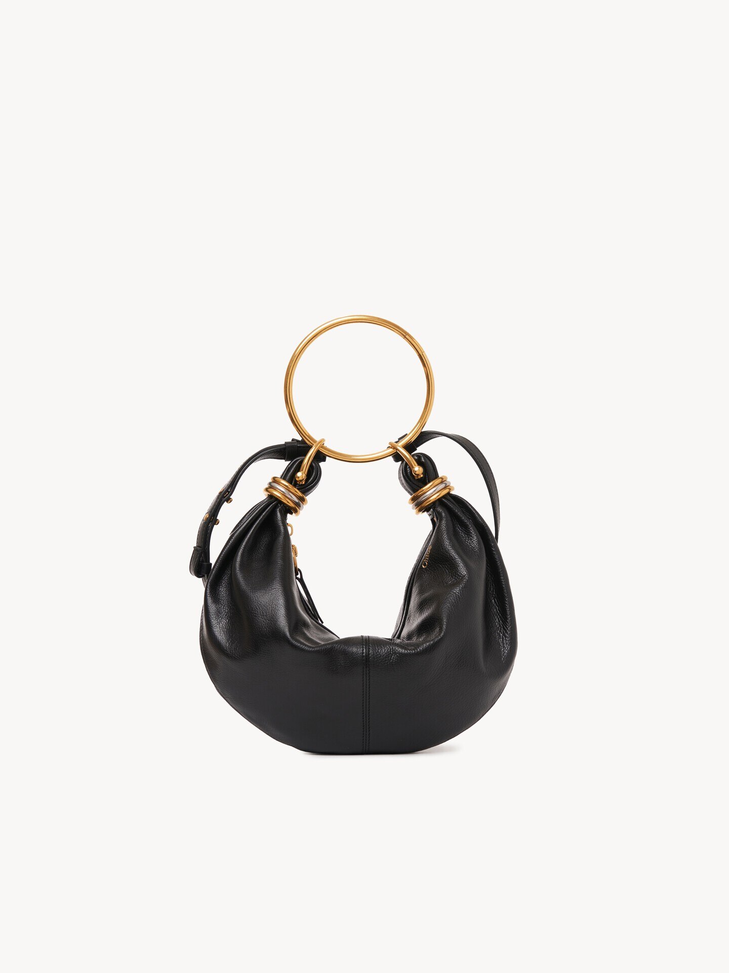 Small Bracelet Hobo bag in grained leather - 1.0