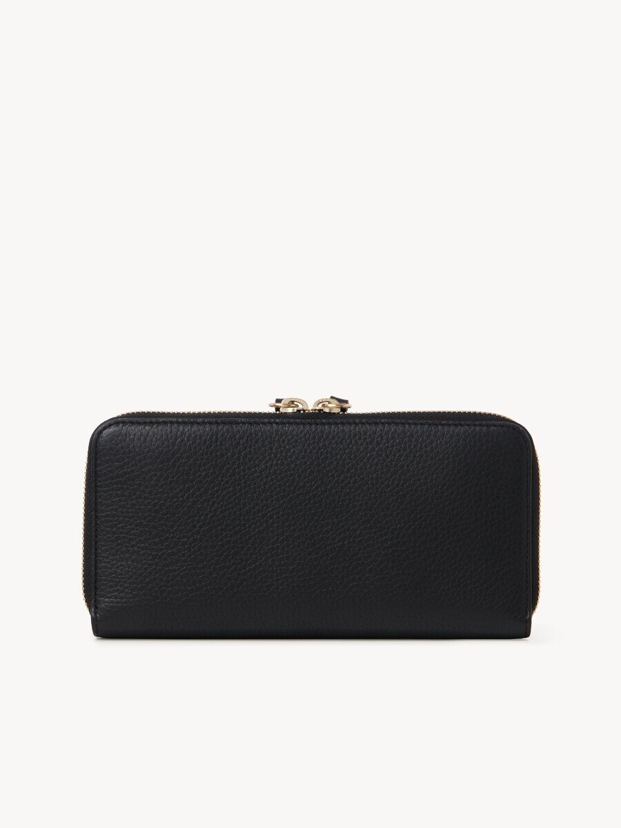 Alphabet zipped long wallet in grained leather - 3