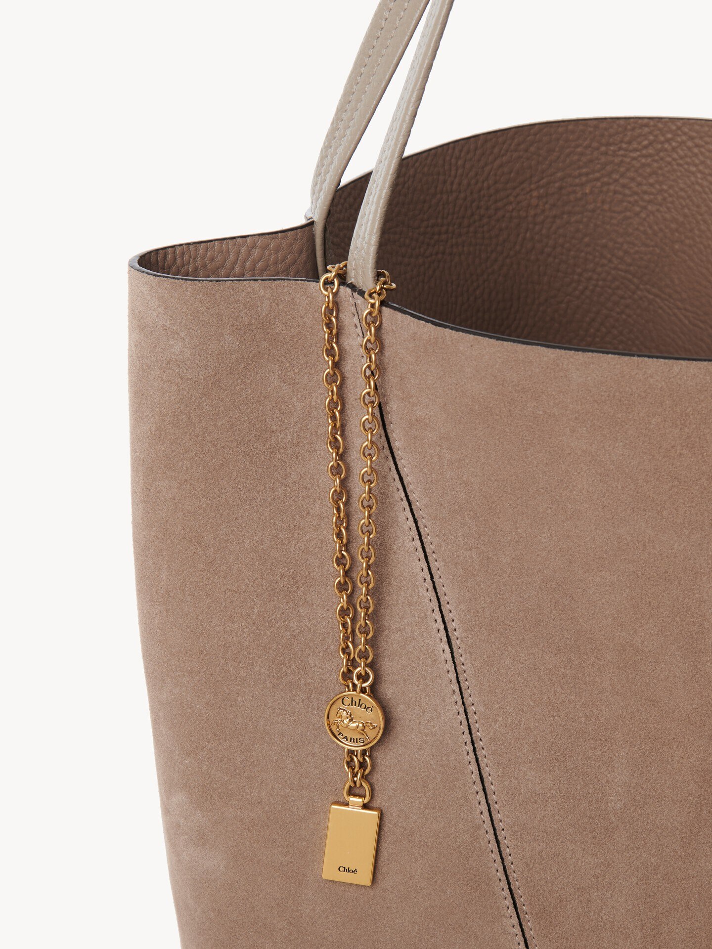 Large Chlo&eacute; Spin tote bag in suede leather - 6.0