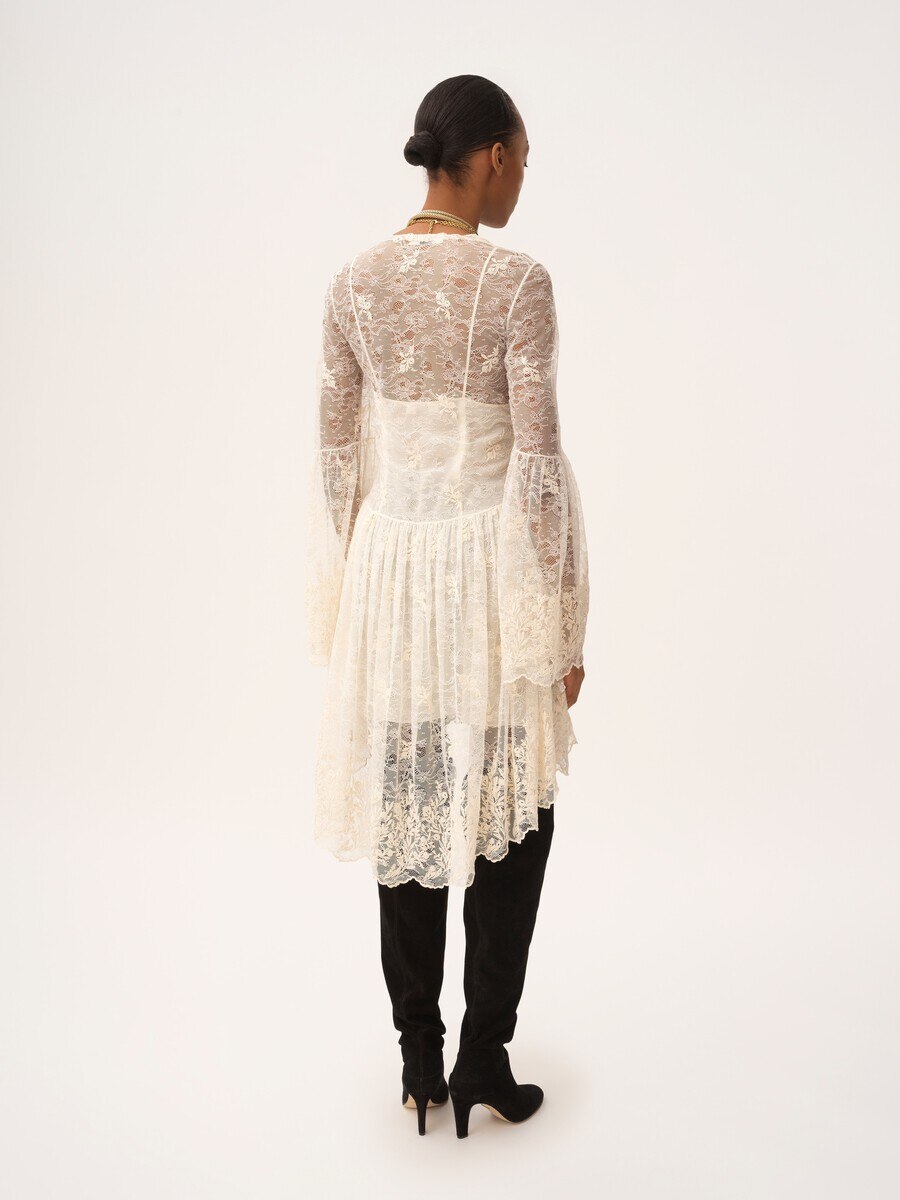 Scoop-neck mini dress in embroidered lace - 5