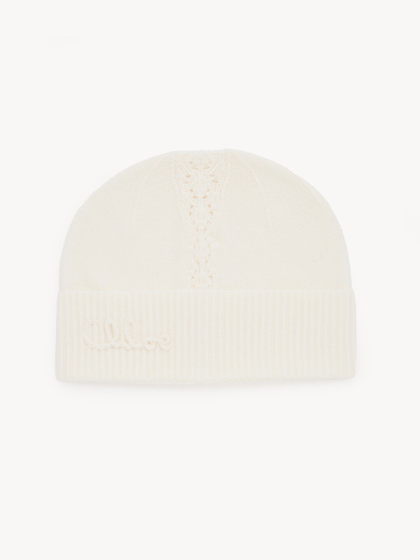 The Chlo&eacute; Lace Knit beanie in wool & lace jacquard - 2