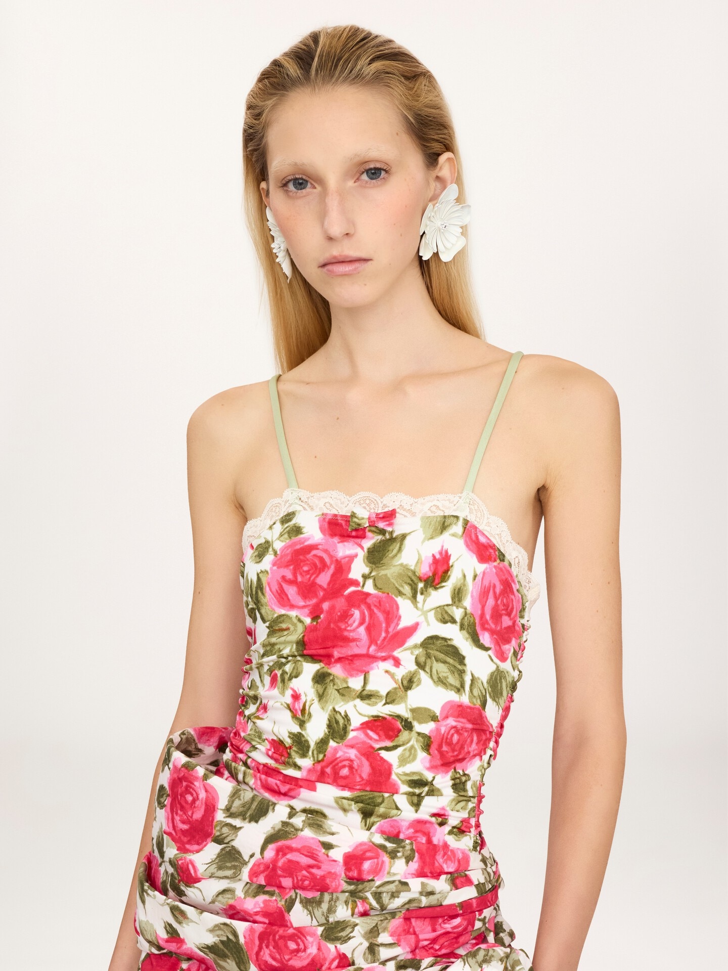 Rose-print ruched bodysuit - 3.0