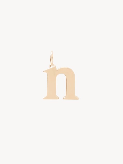 Alphabet letter N charm in brass