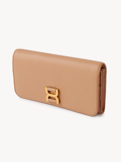 Marcie long wallet with flap in grained leather