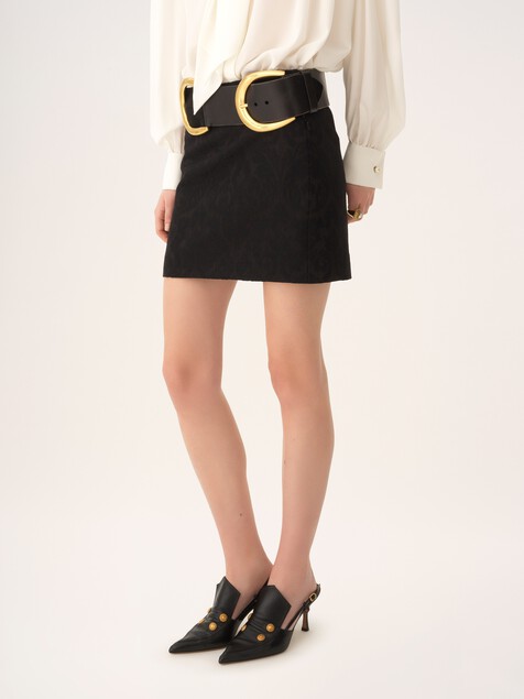 Straight mini skirt in a wool-mix jacquard