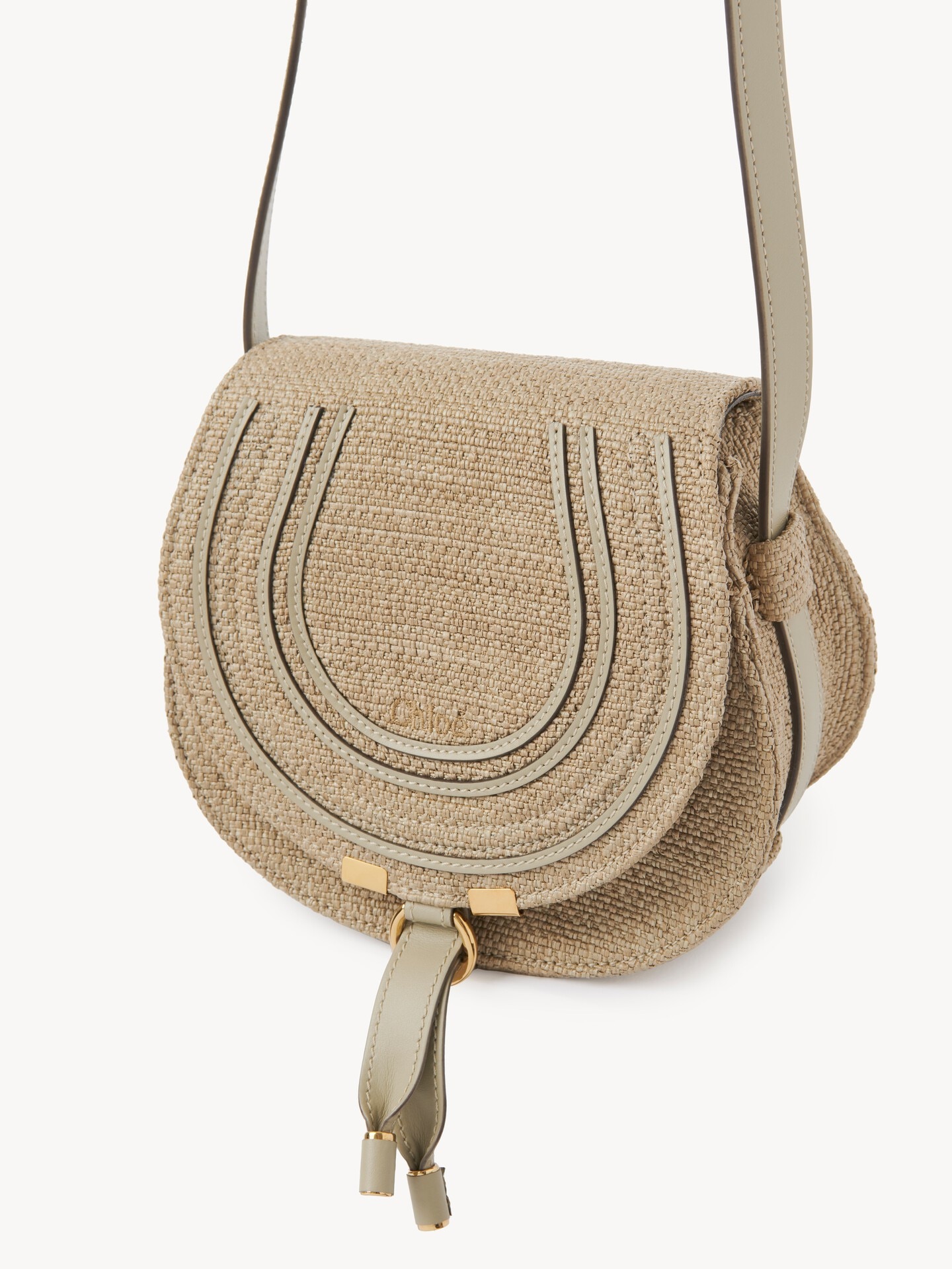 Small Marcie saddle bag in raffia-effect fibers - 4
