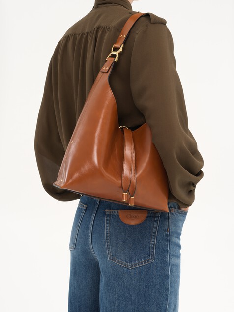 Small Marcie hobo bag in shiny leather