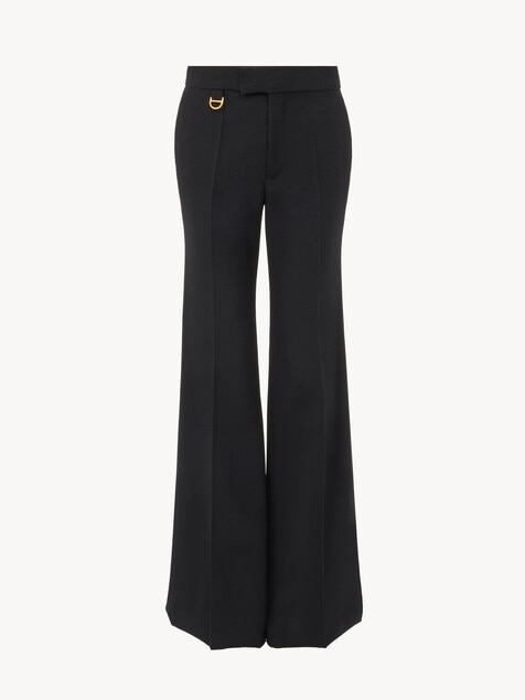 Flared tailored pants in wool gabardine