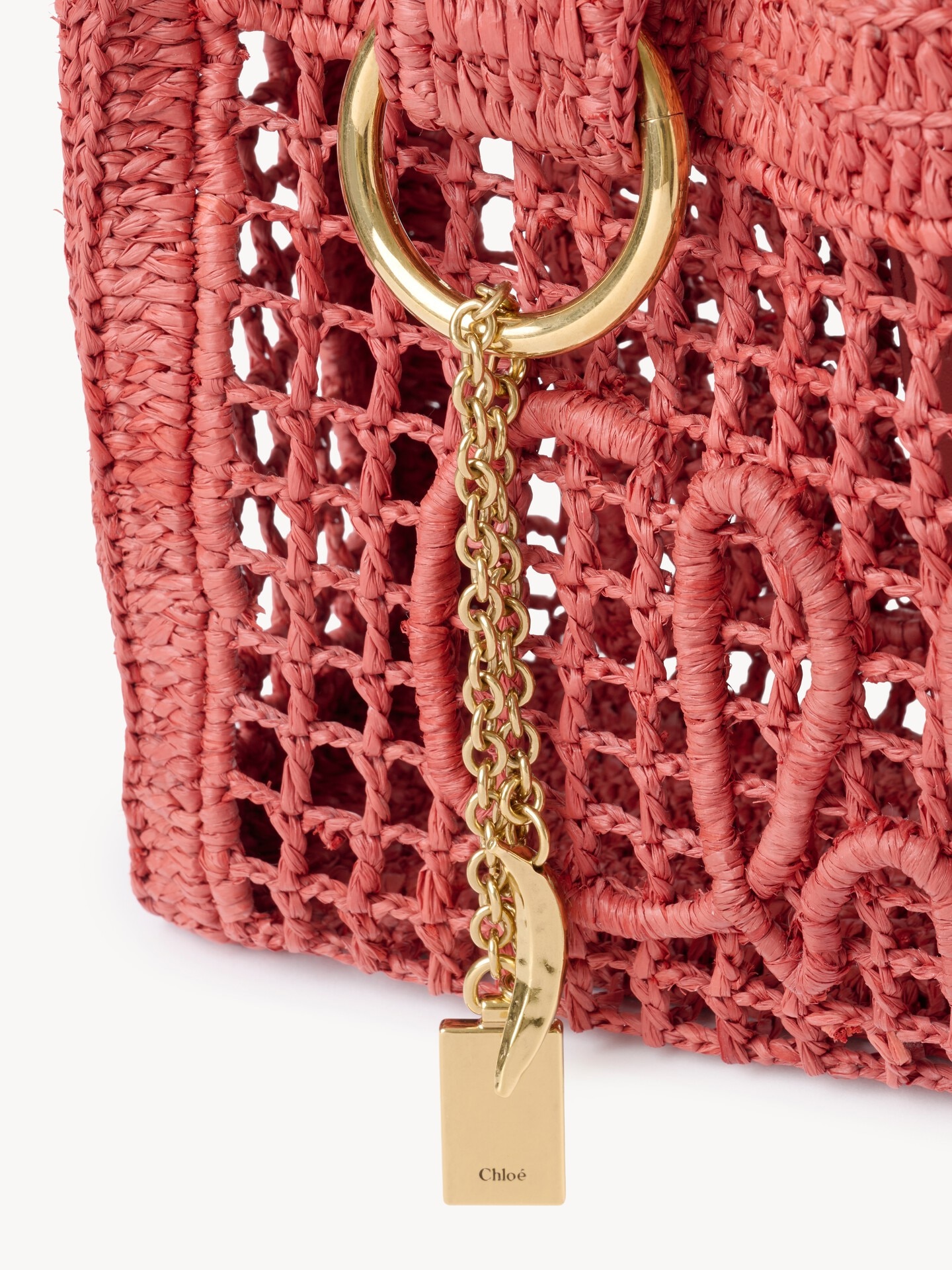 Small Summer Banana east-west tote bag with strap in raffia - 7