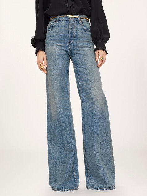 High-rise wide-leg jeans in denim