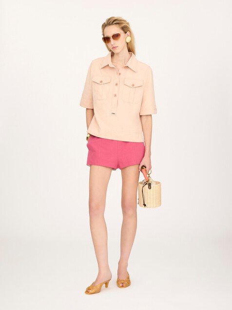 Polo shirt in cotton gabardine