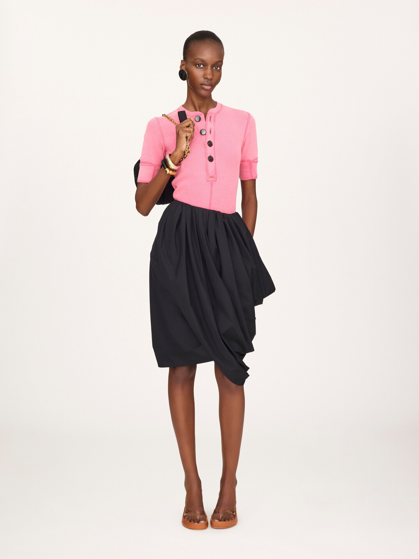 Knee-length wrap skirt in cotton poplin - 3