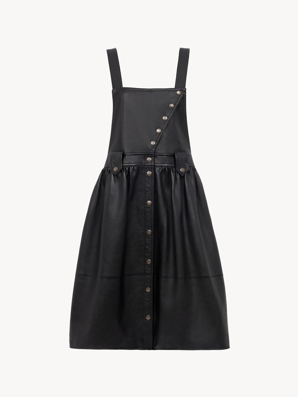 Apron midi dress in leather