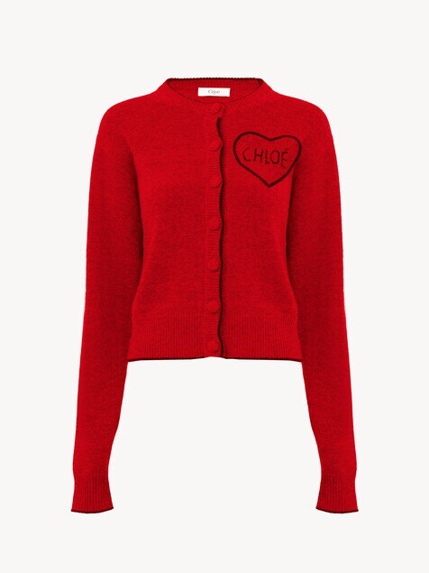 Fitted logo cardigan in a wool & cashmere knit
