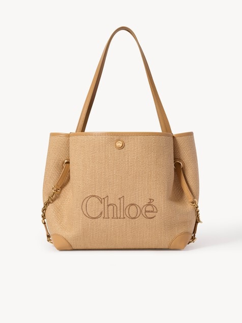 Chlo&eacute; Clover double carry bag in raffia-effect fibres