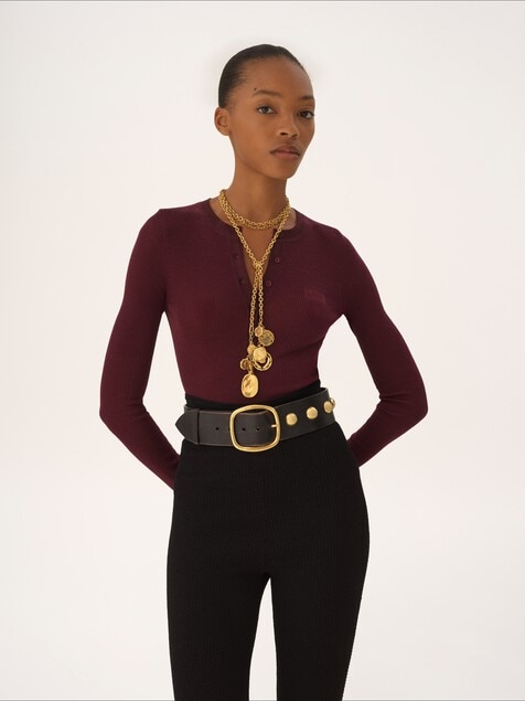 Henley shirt in superfine wool knit