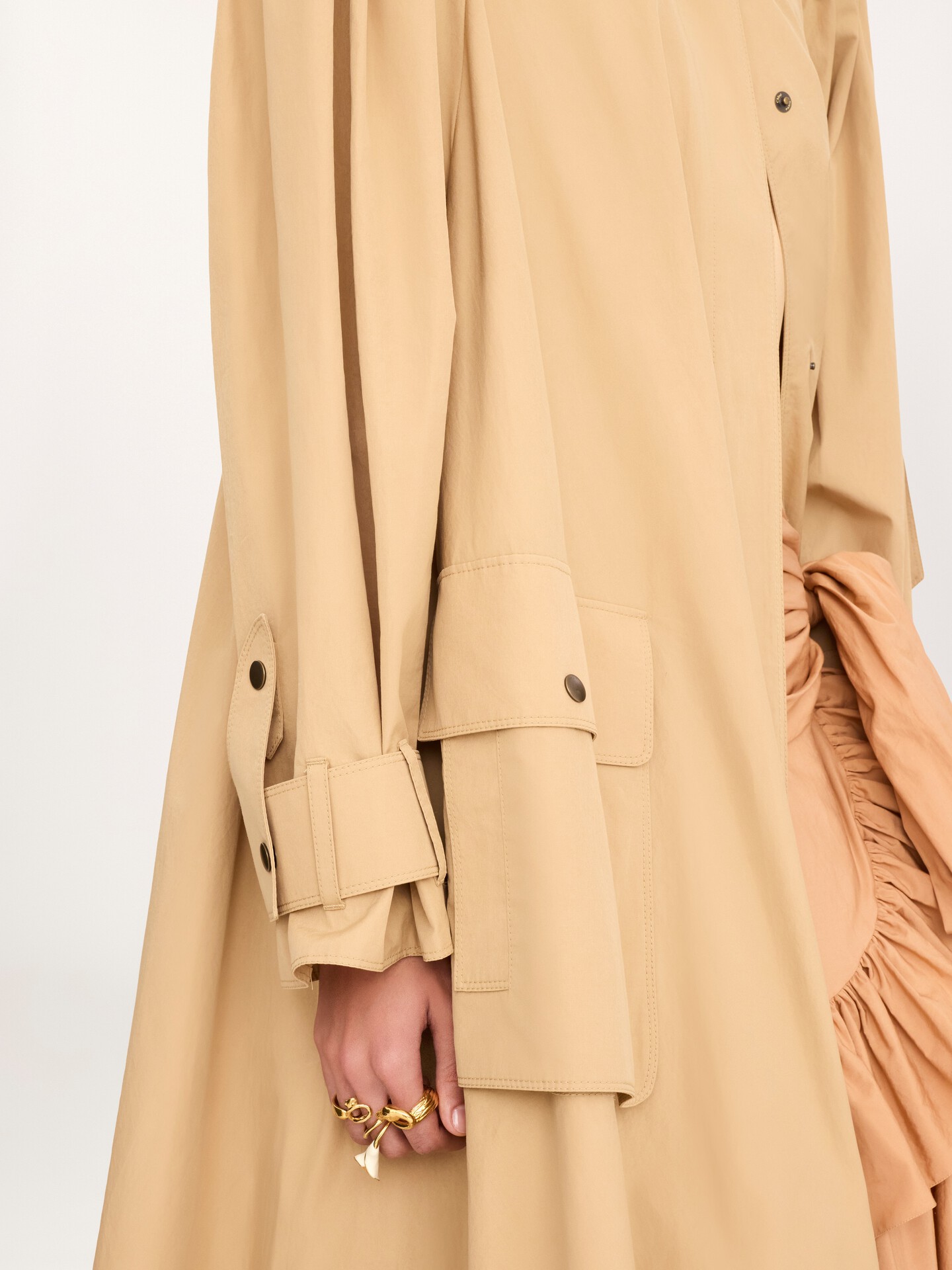 High-neck scarf trench coat in cotton poplin - 6.0