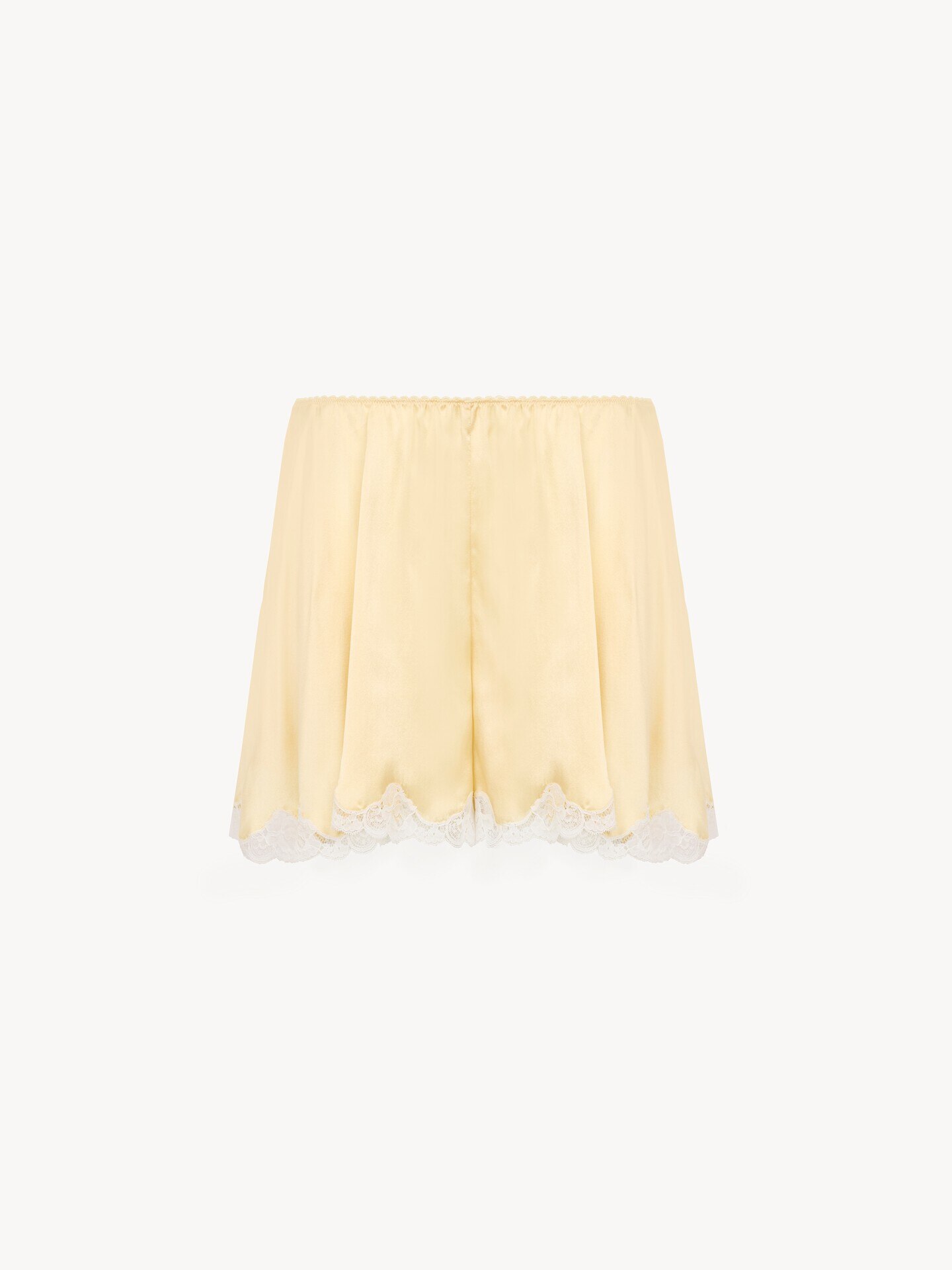 Fluid shorts in washed silk satin & lace - 2.0