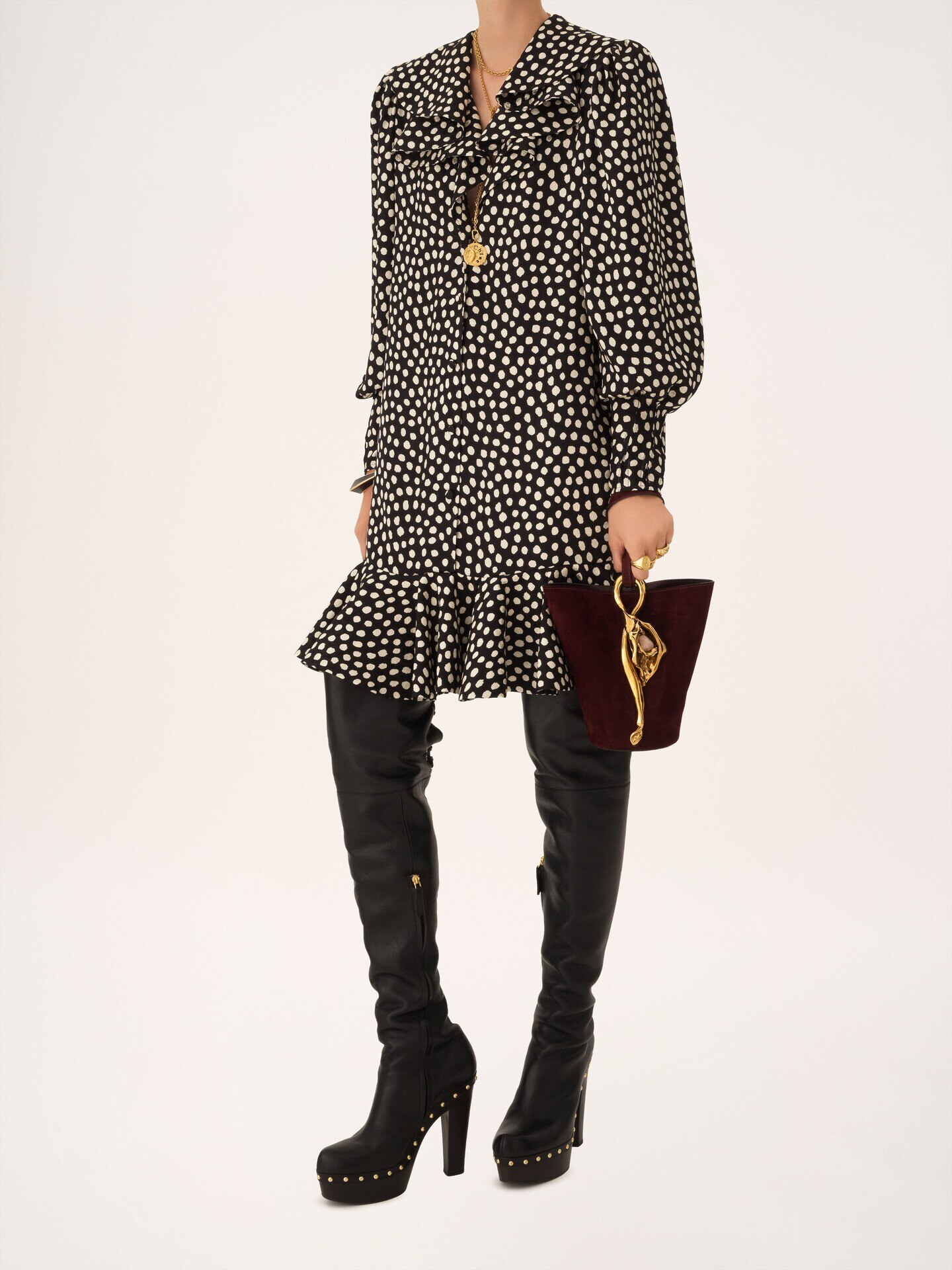 スエードレザー製Eden Treasuresスモールリストレットバケットバッグ - 8