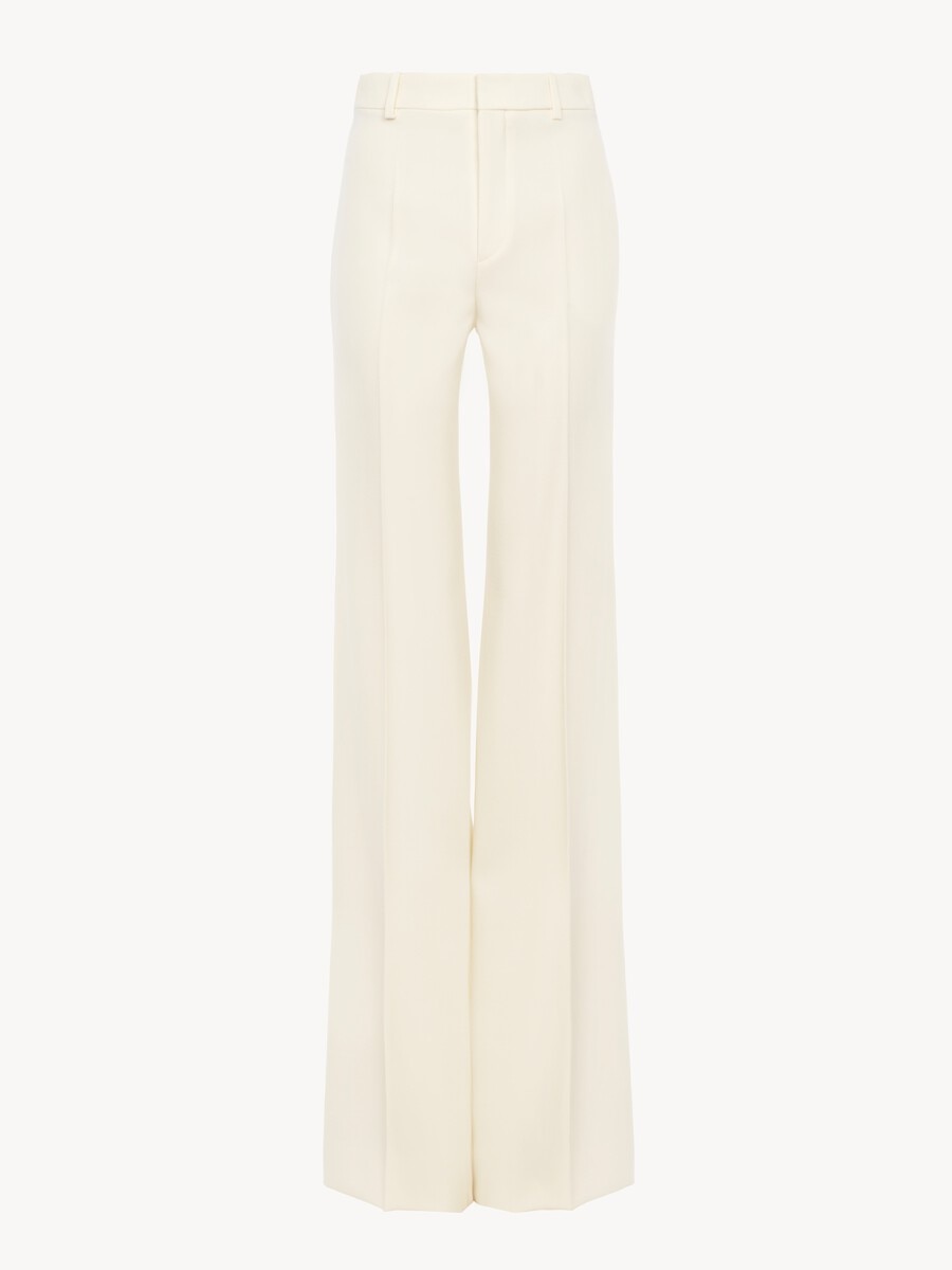 High-rise flared trousers in wool grain de poudre - 2