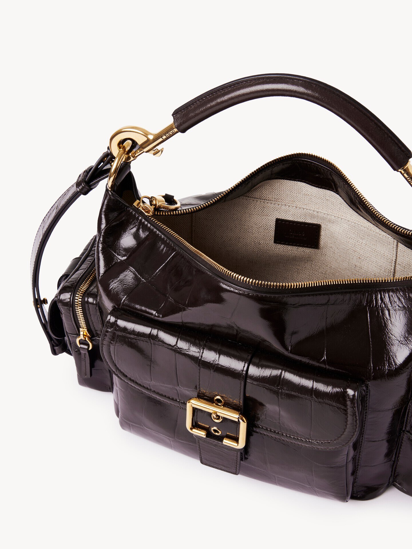 Camera bag in croco-effect leather - 6