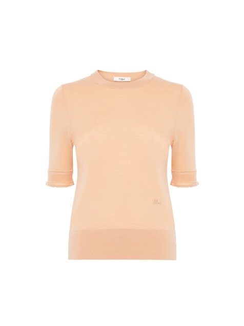 Short-sleeve sweater in a wool knit