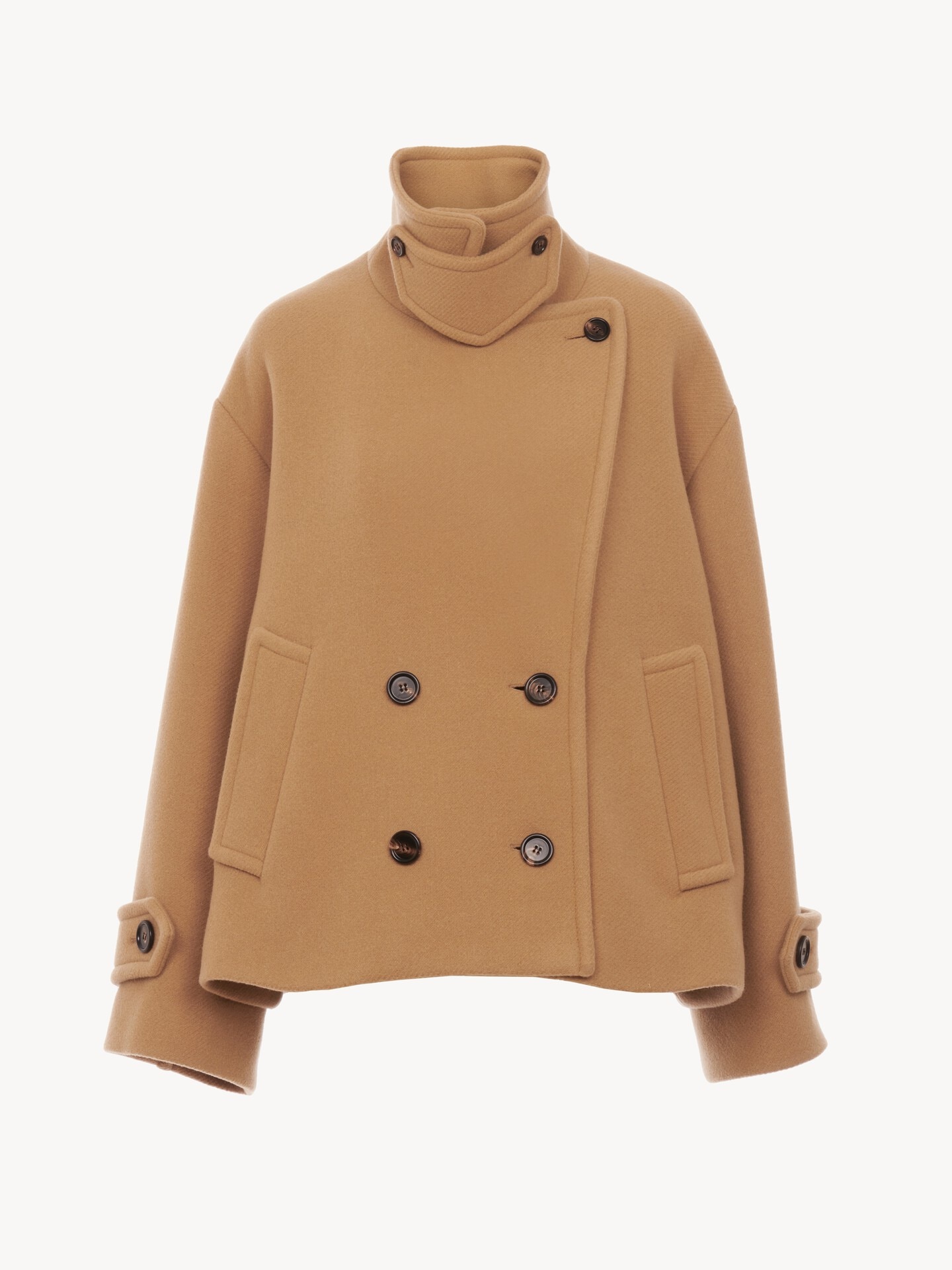 Oversized short coat in wool Beige - Chloé