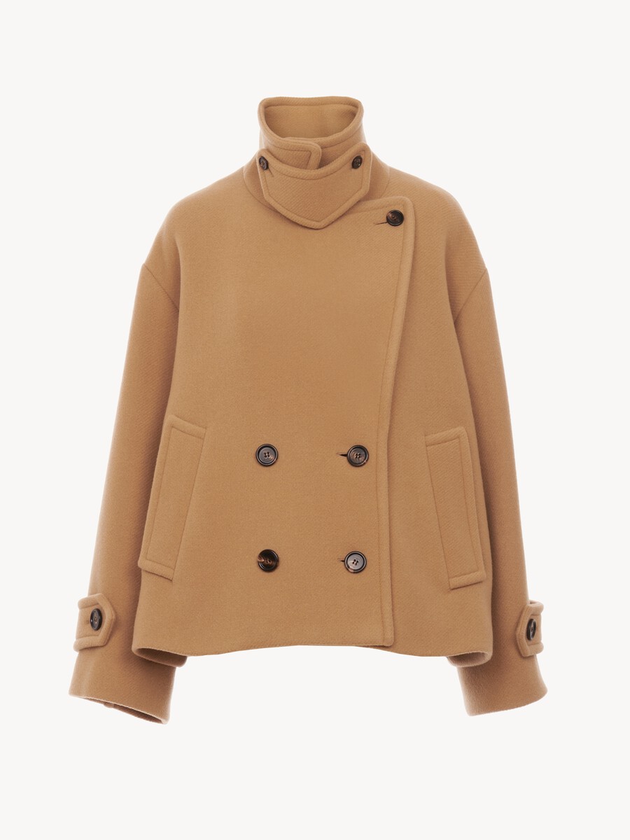 Oversized short coat in wool Beige - Chloé