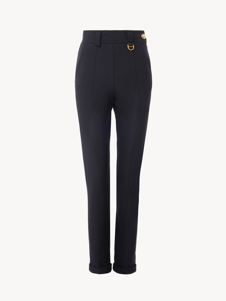 Fitted high-rise trousers in stretch tricotine - Packshot