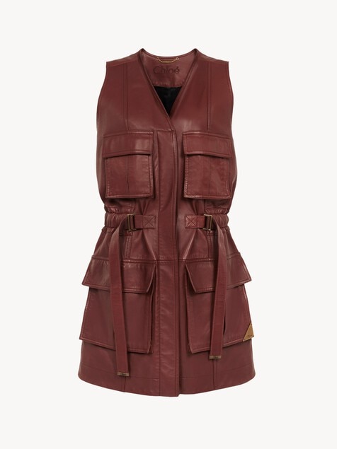 Utilitarian vest in leather