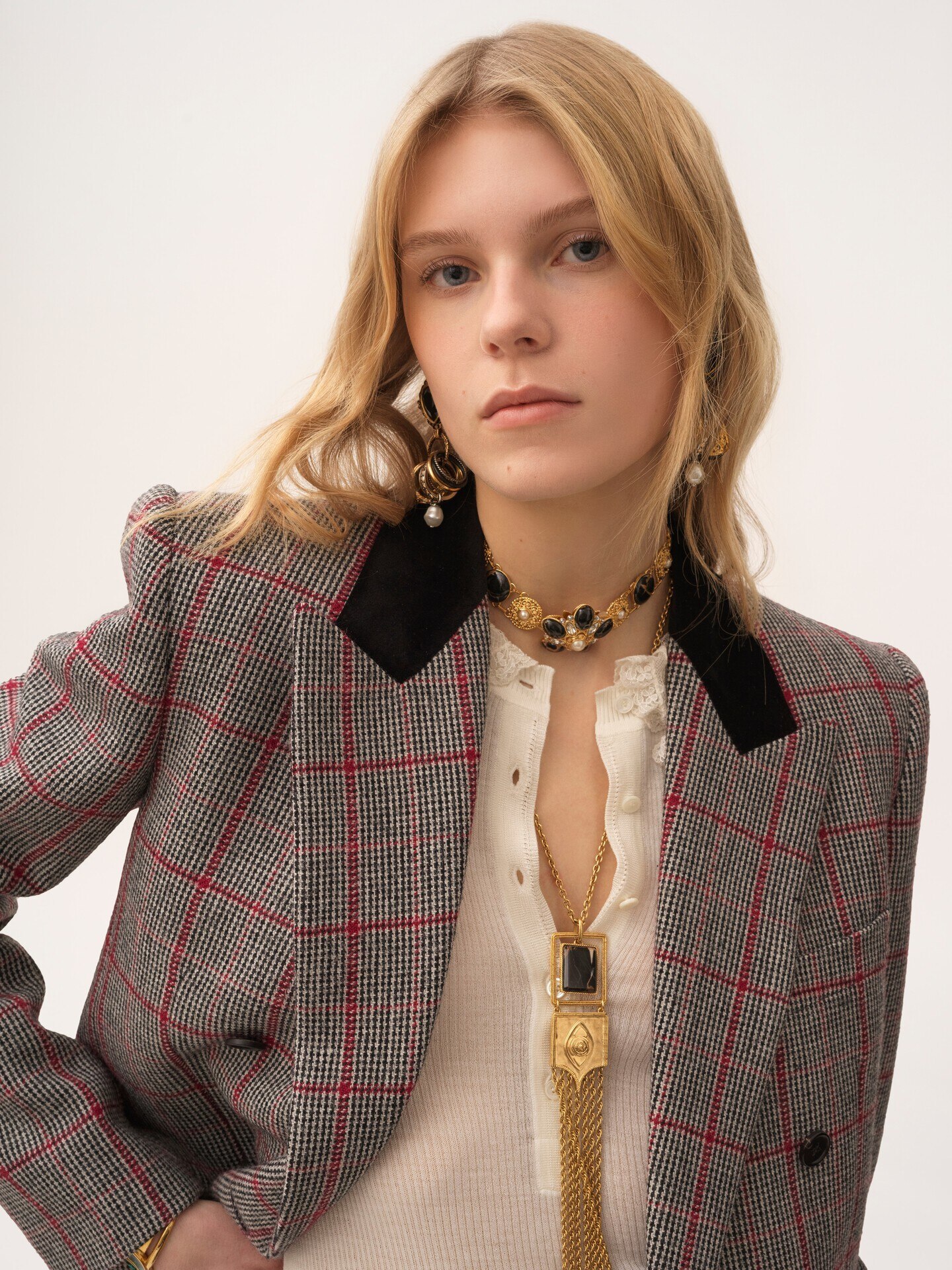 Giacca sartoriale doppiopetto in lana a quadri - 7