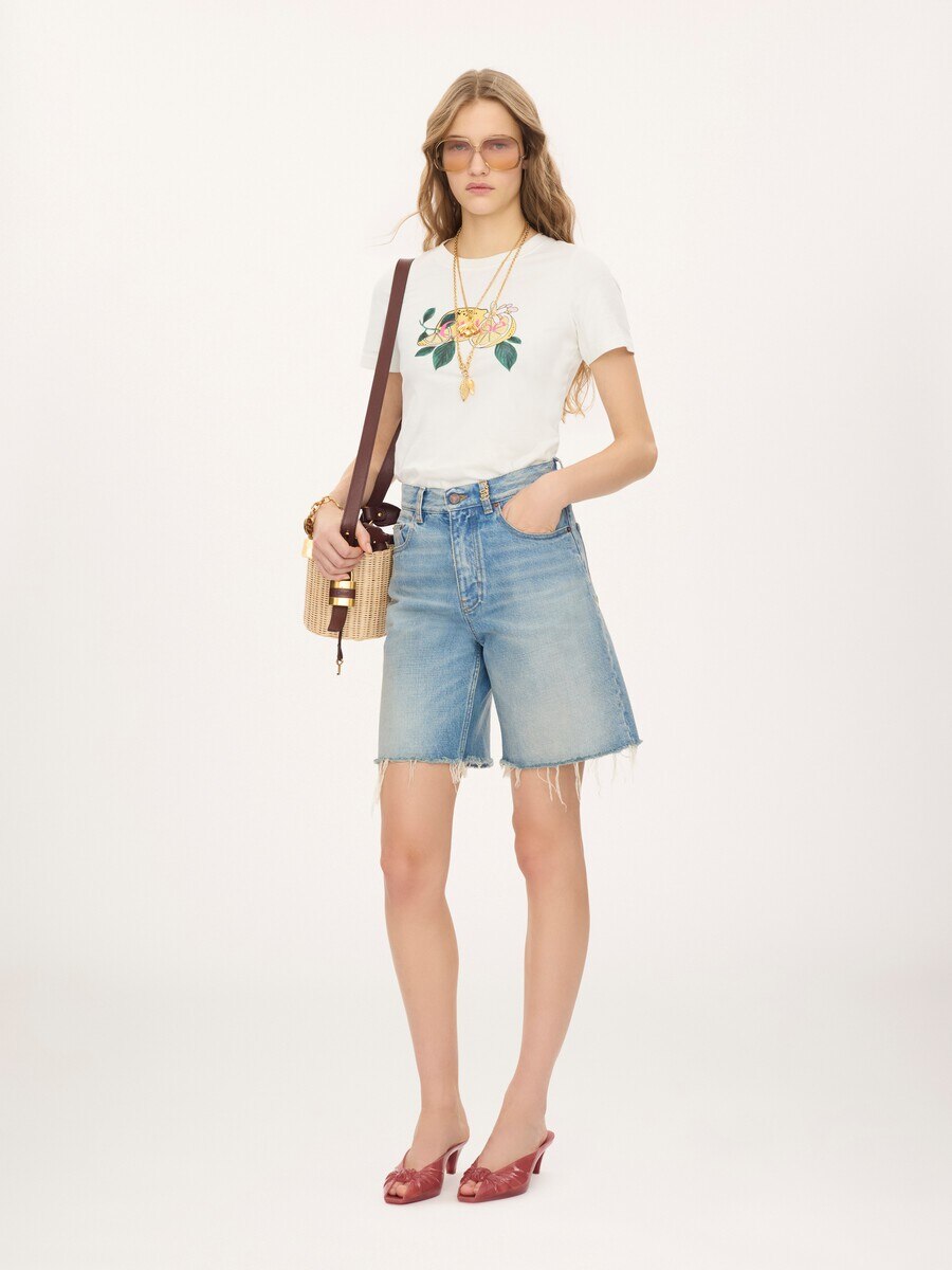 Hoch taillierte Shorts aus Denim - 3