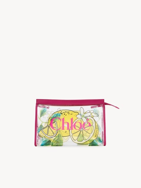 Chlo&eacute; Soleil zipped pouch in lemon-print jelly