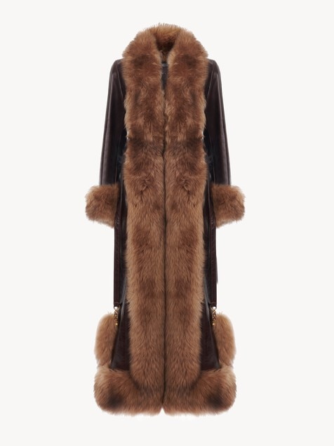 Cappotto lungo a colonna in pelle