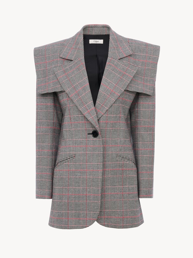 Single-breasted tailored jacket in Prince of Wales wool by Chloé
