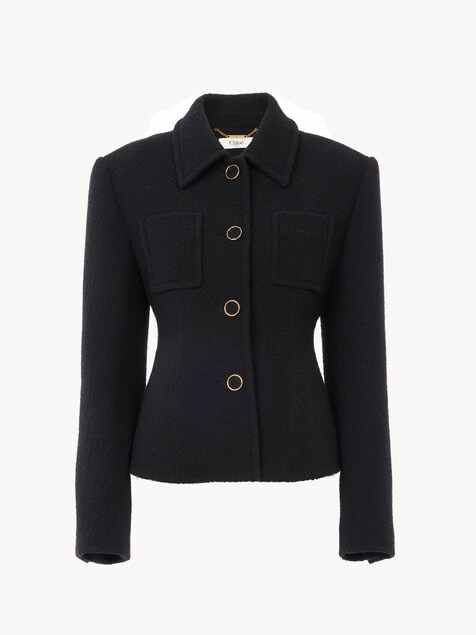 Veste blazer ajust&eacute;e en laine bouclette