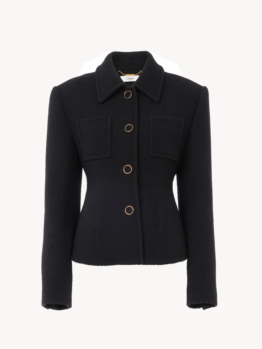 Veste blazer ajust&eacute;e en laine bouclette - 2