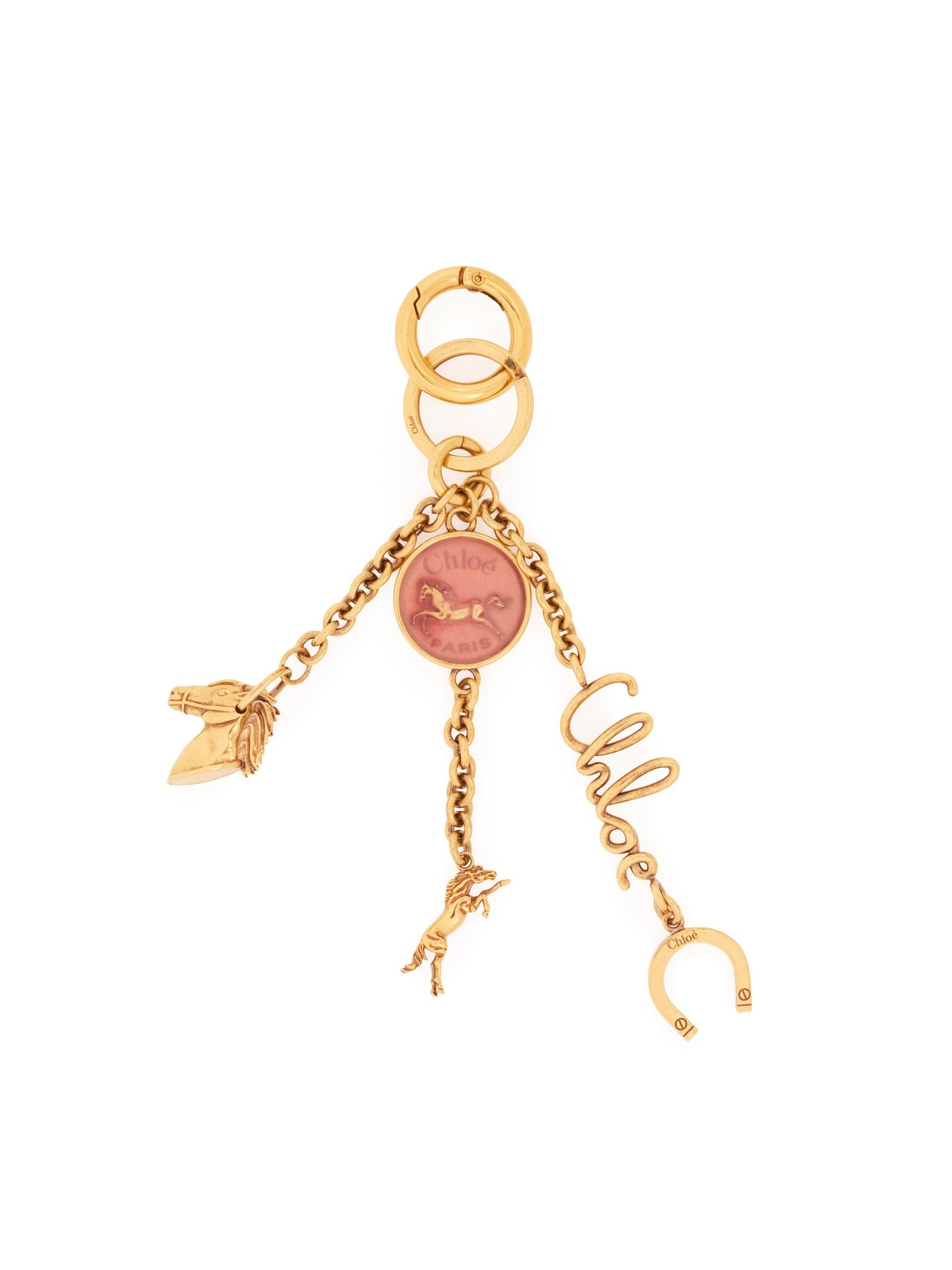 Chloé Symbols Coin Horse bag charm in brass Pink - Chloé