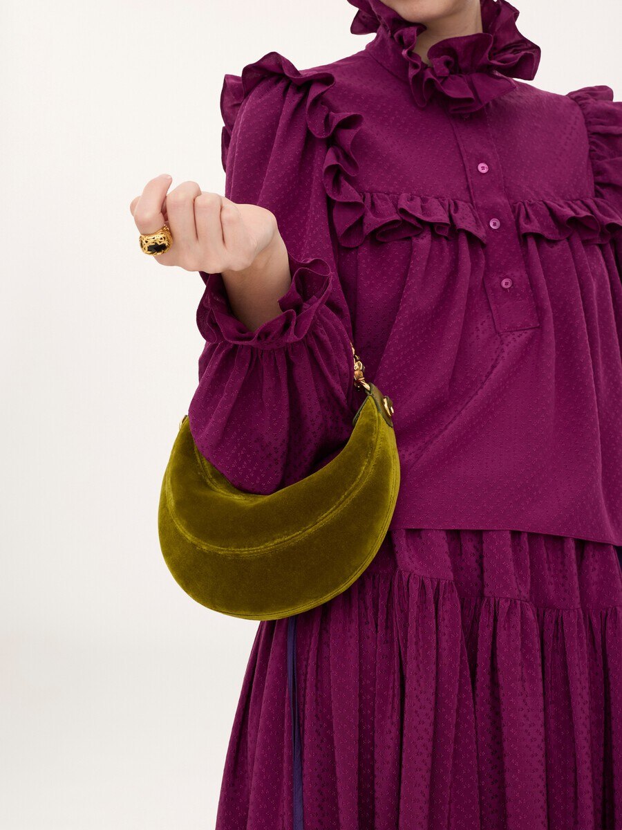 Small Chain Horse shoulder bag in velvet - 4