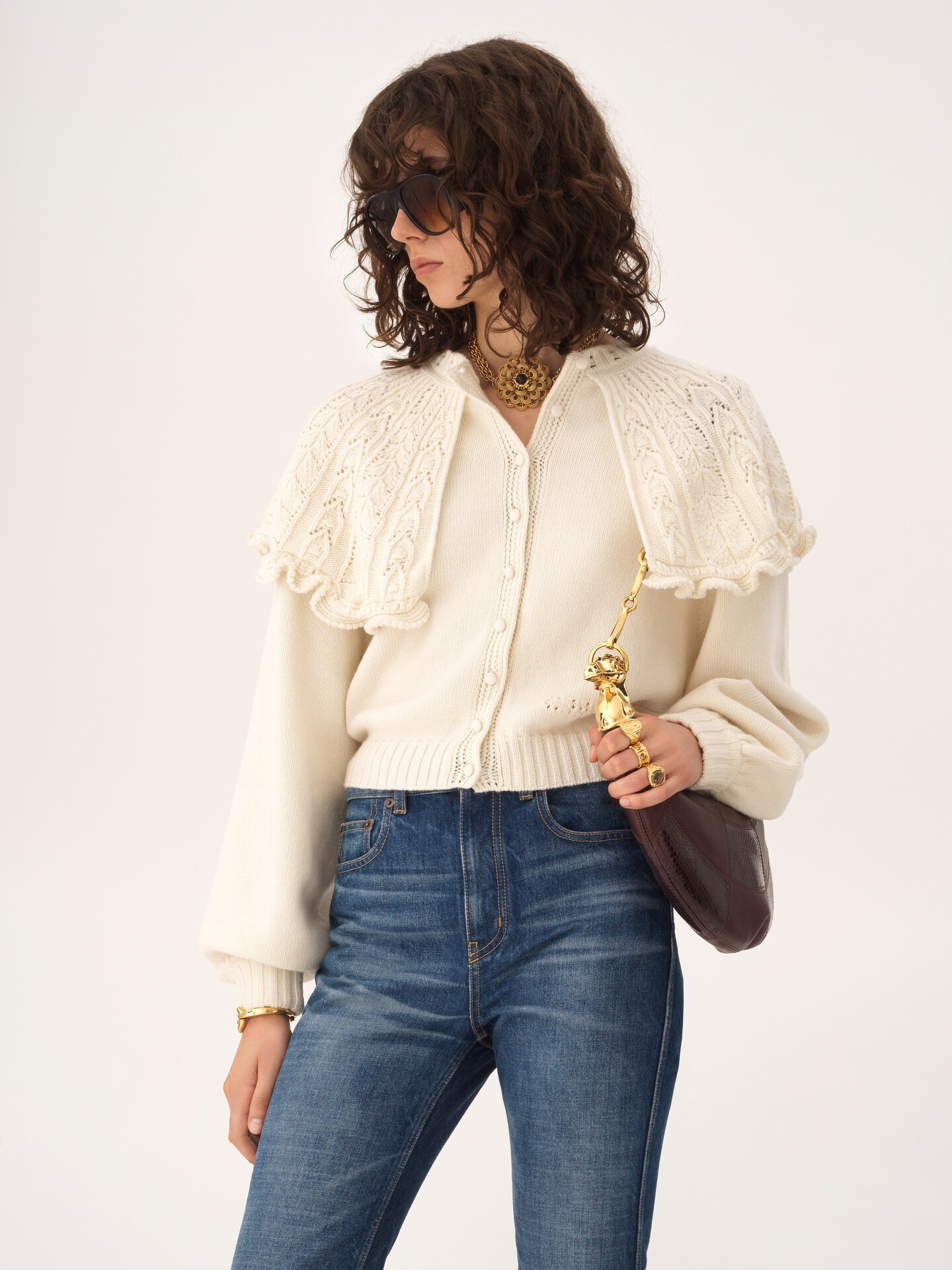 Cape cardigan in a wool & cashmere knit - 4