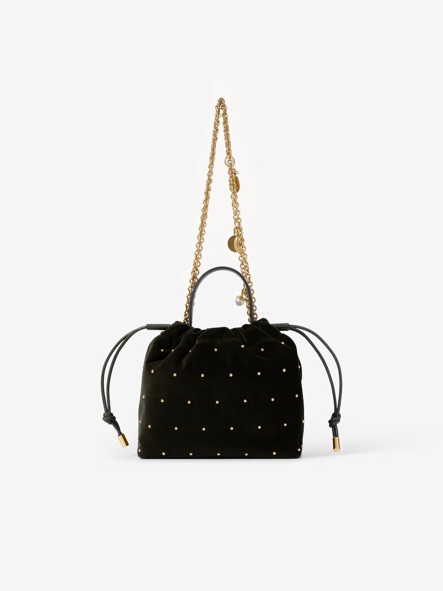 Mini Chlo&eacute; Icons shoulder bag with chain in velvet with studs - 5