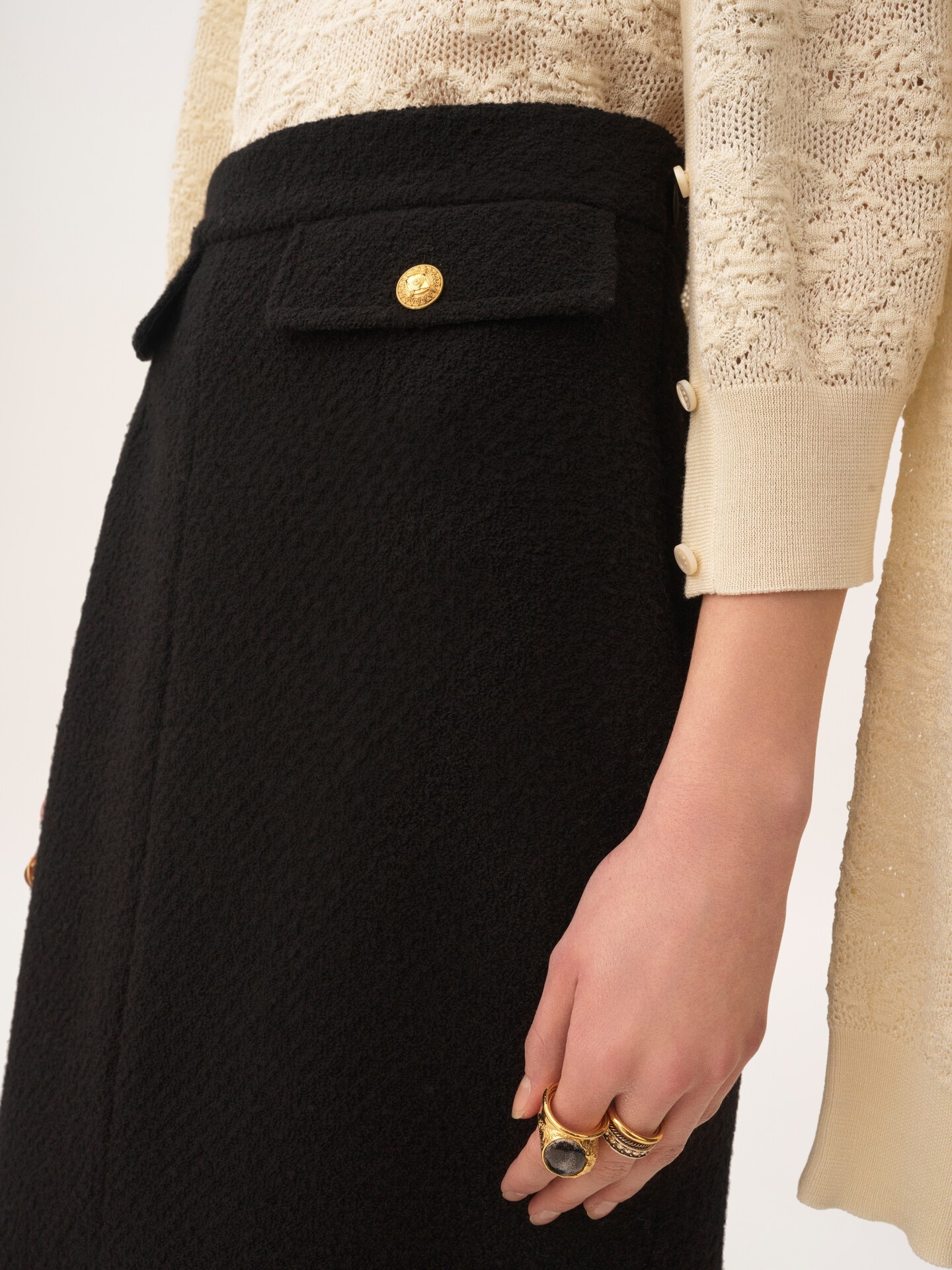 Knee-length skirt in wool bouclette - 7