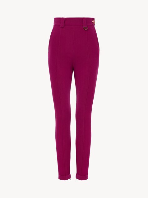 High-rise fitted pants in stretch tricotine