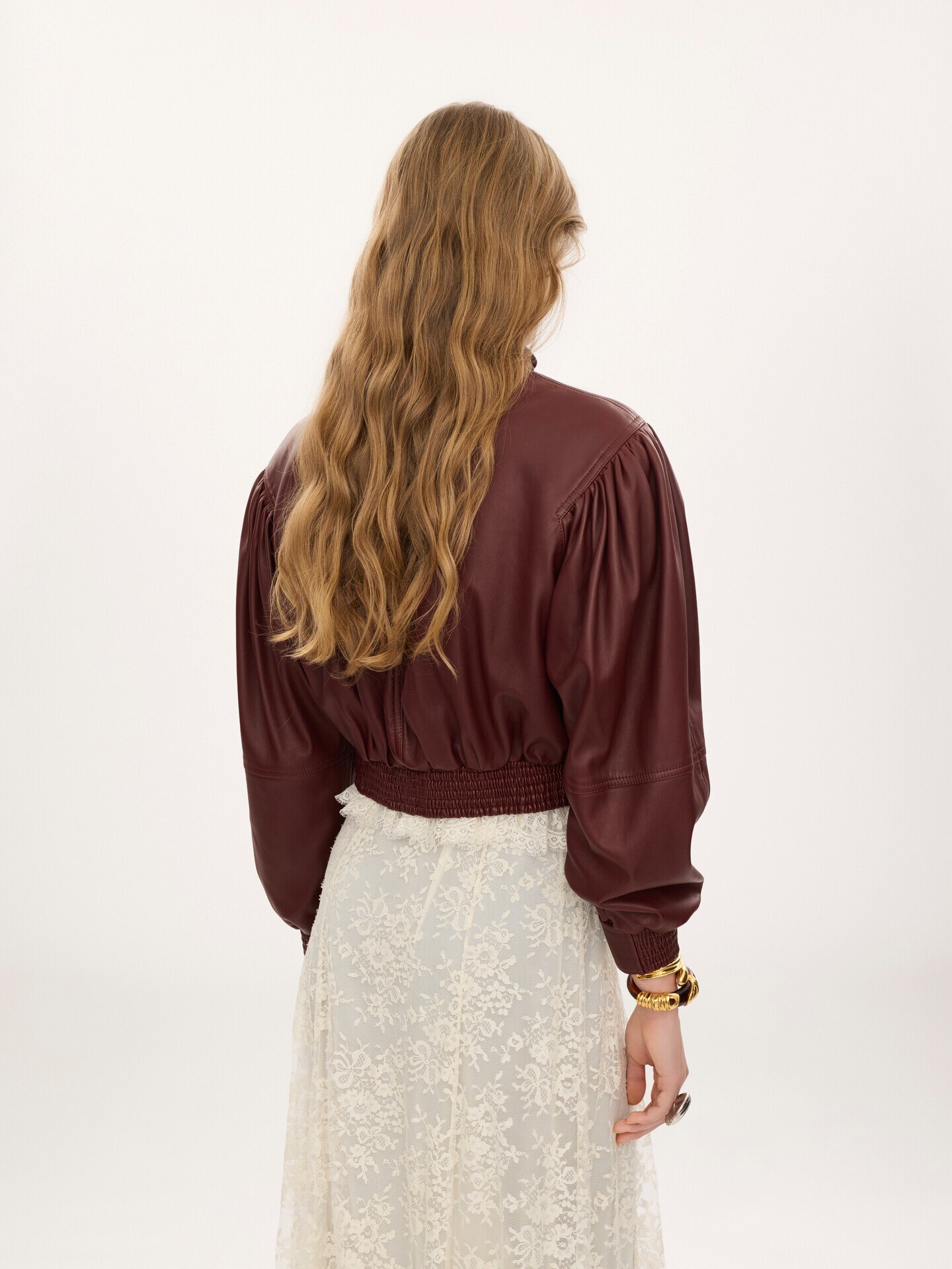 Cropped scarf jacket in leather - 4.0