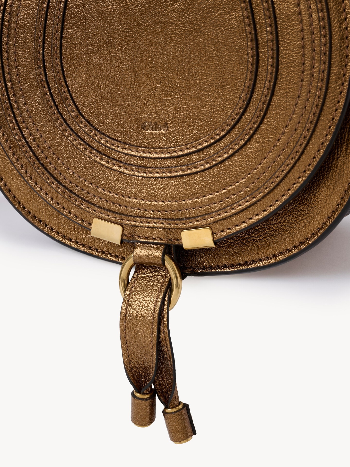 Petit sac port&eacute; &eacute;paule Marcie en cuir m&eacute;tallis&eacute; - 9