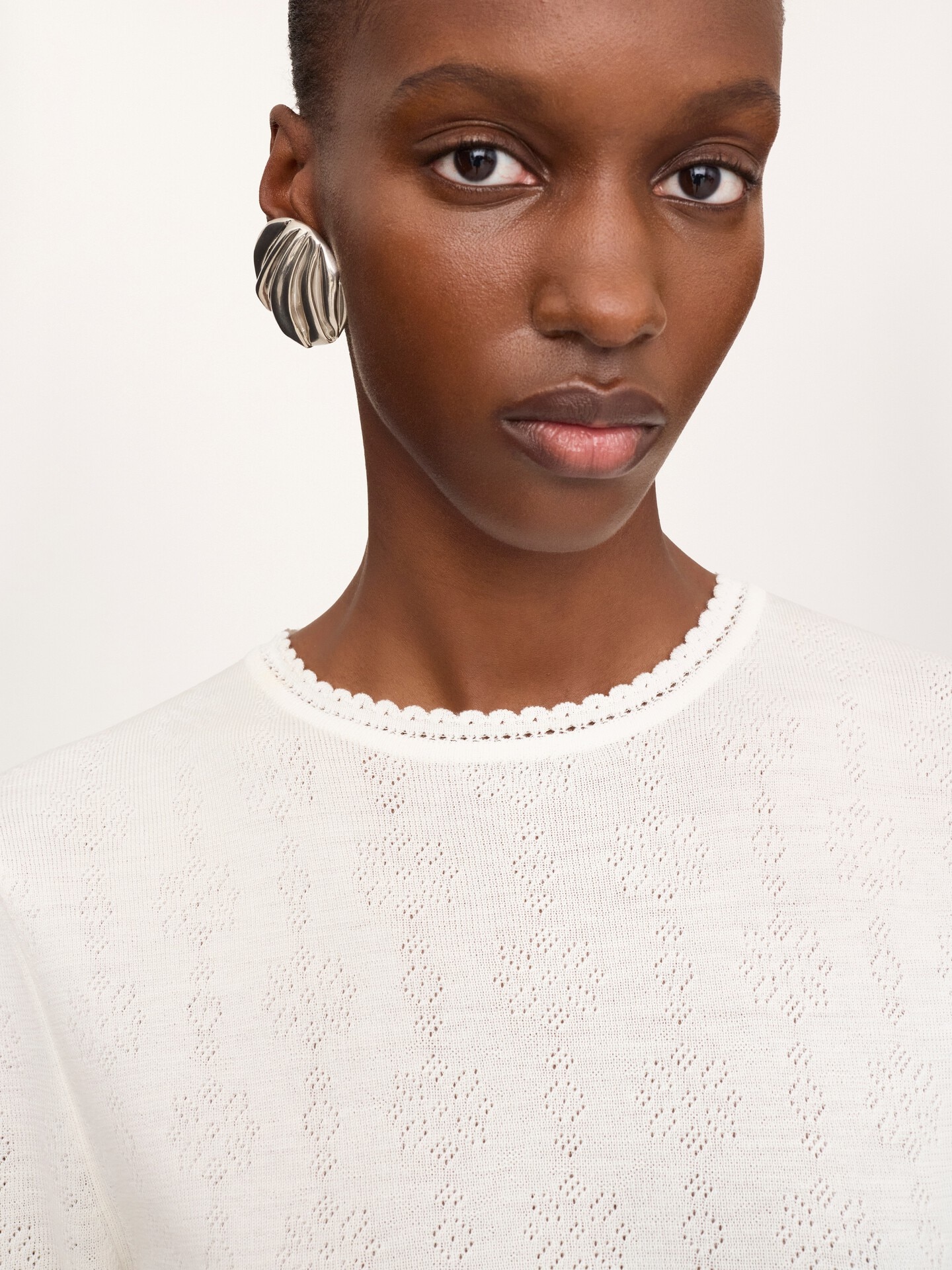 Jersey cropped con volantes de punto de lana - 7