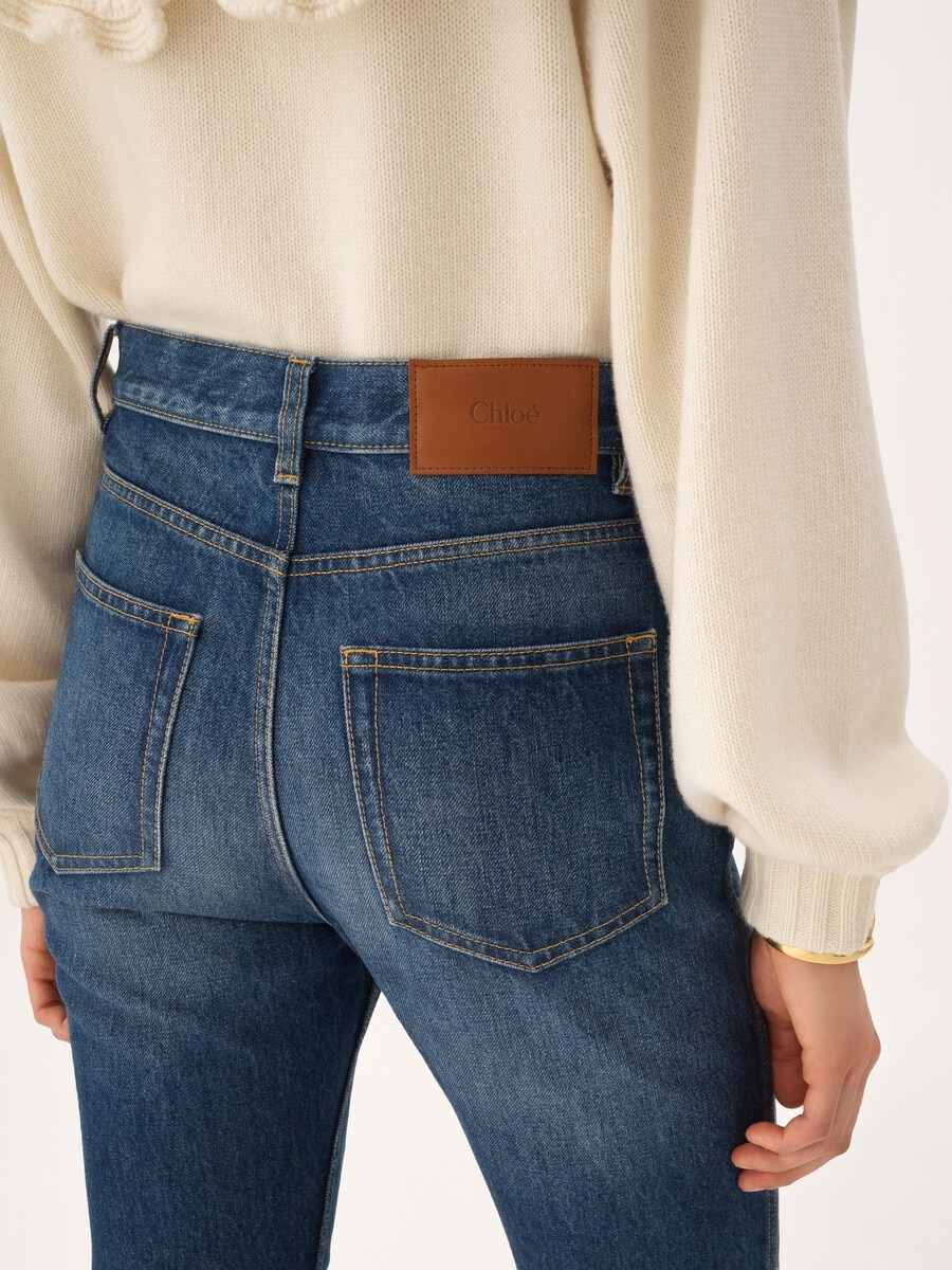 Jeans Capri a vita alta in denim - 5