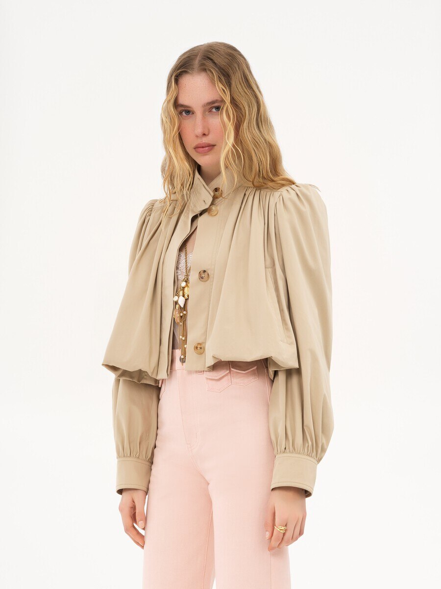 Gathered boule jacket in cotton gabardine - 6