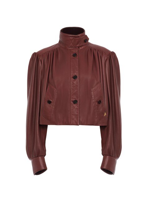 Giacca boule arricciata in pelle